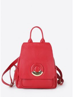 Купить итальянский красный большой женский рюкзак из натуральной кожи  на короткой ручке и длинных регулируемых кожаных ремешках на плечи с доставкой по Москве и всей России в интернет-магазине модных сумок и аксессуаро